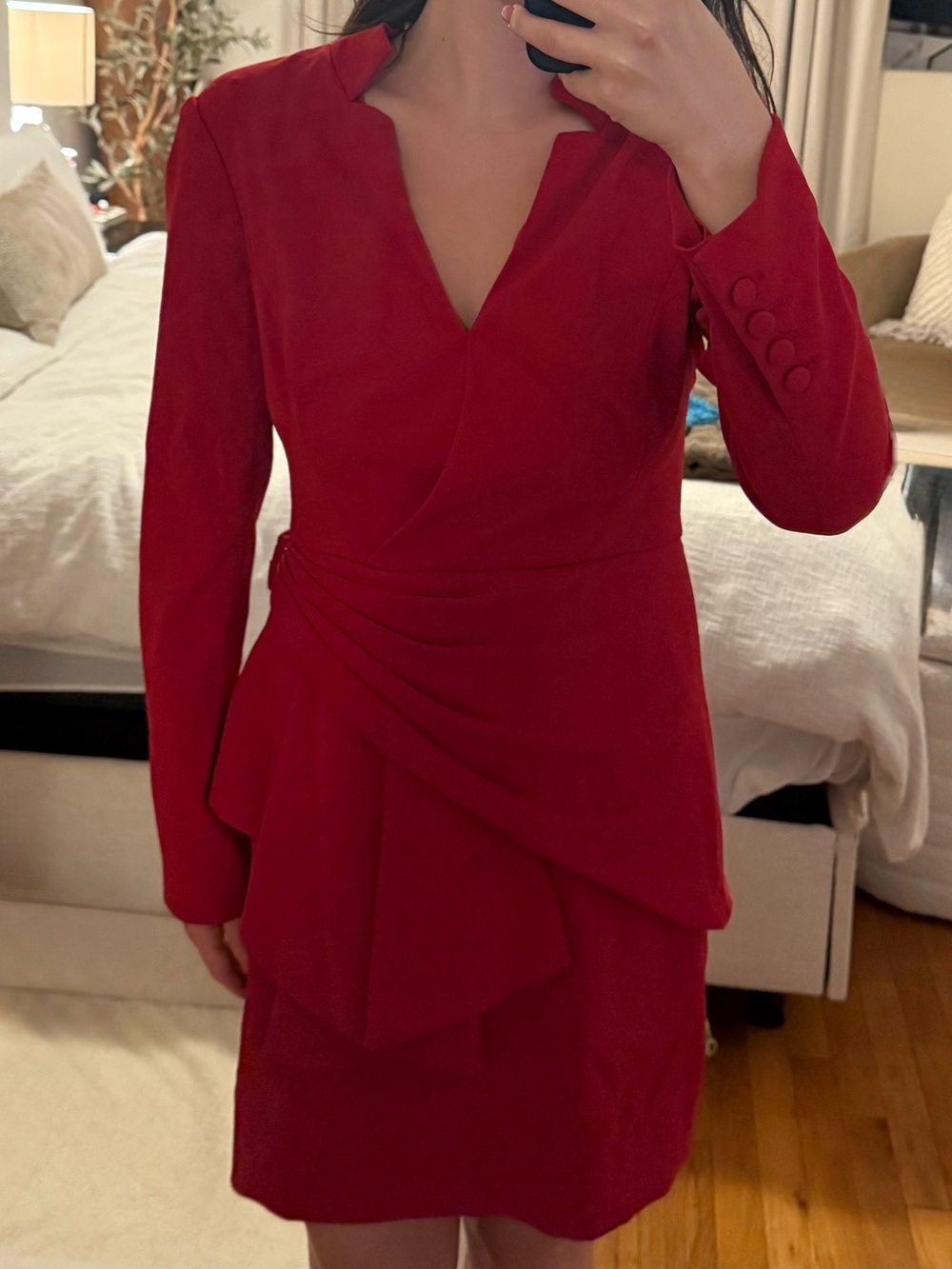 Badgley Mischka Red V-Neck Suit Dress - Picture 7 of 7